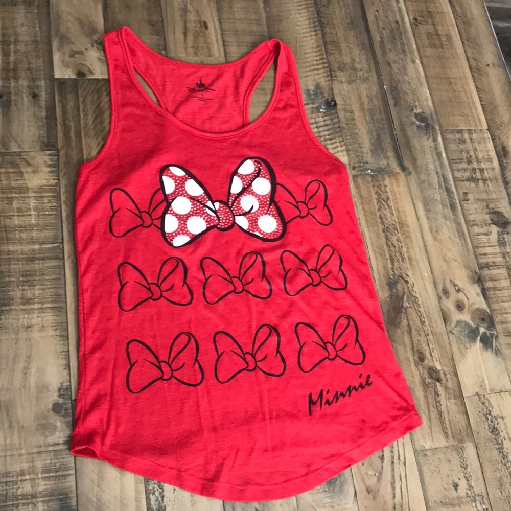 Disney Parks red Minnie Mouse bows tank top